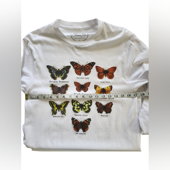ObsessiveLove White Butterfly print Long sleeve Top. Size S. - Picture 6 of 6